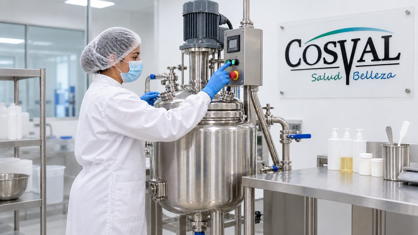 Fabricación de cosméticos en planta de producción